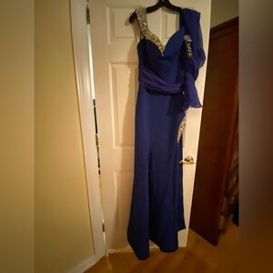 Jovani Royal Blue One Shoulder Dress